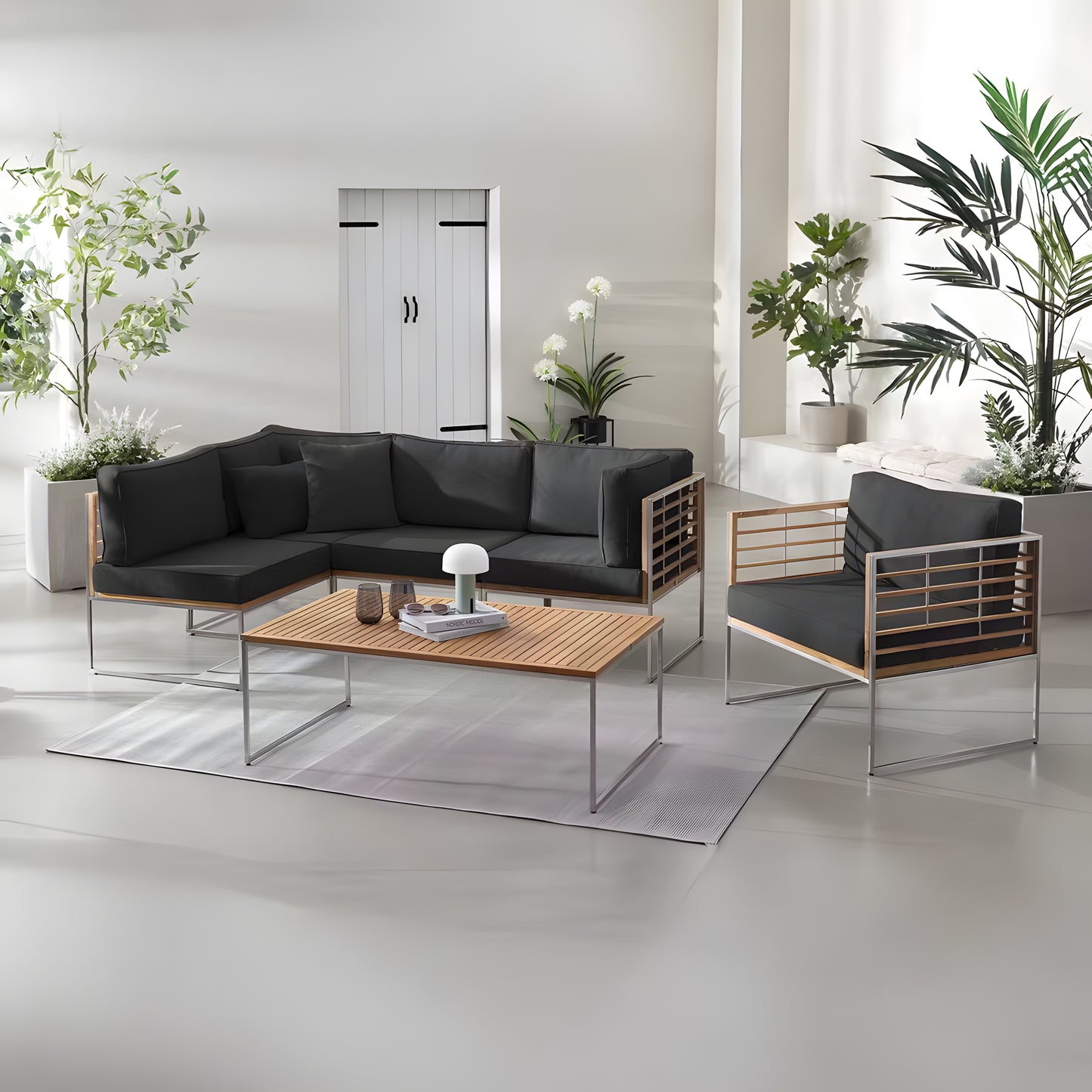55" Outdoor Lounge Sofa with Cushions