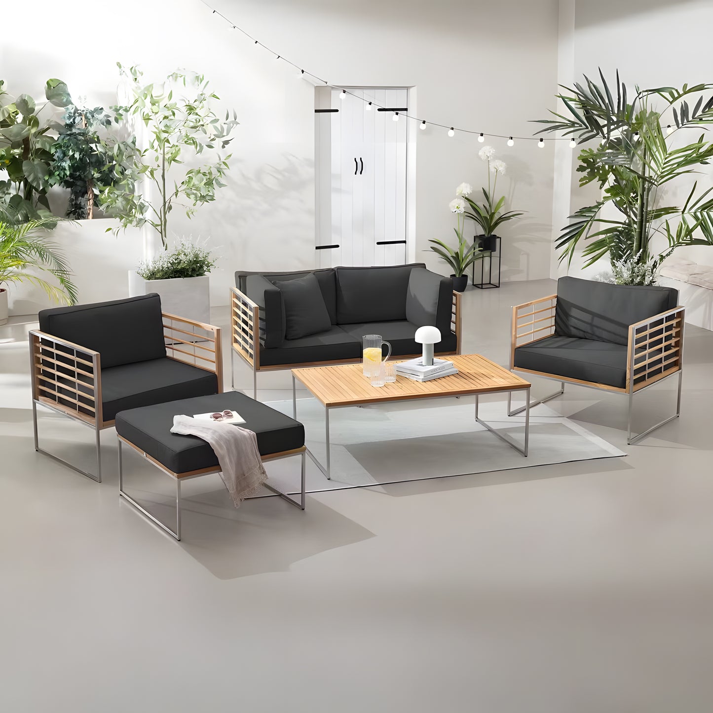 55" Outdoor Lounge Sofa with Cushions