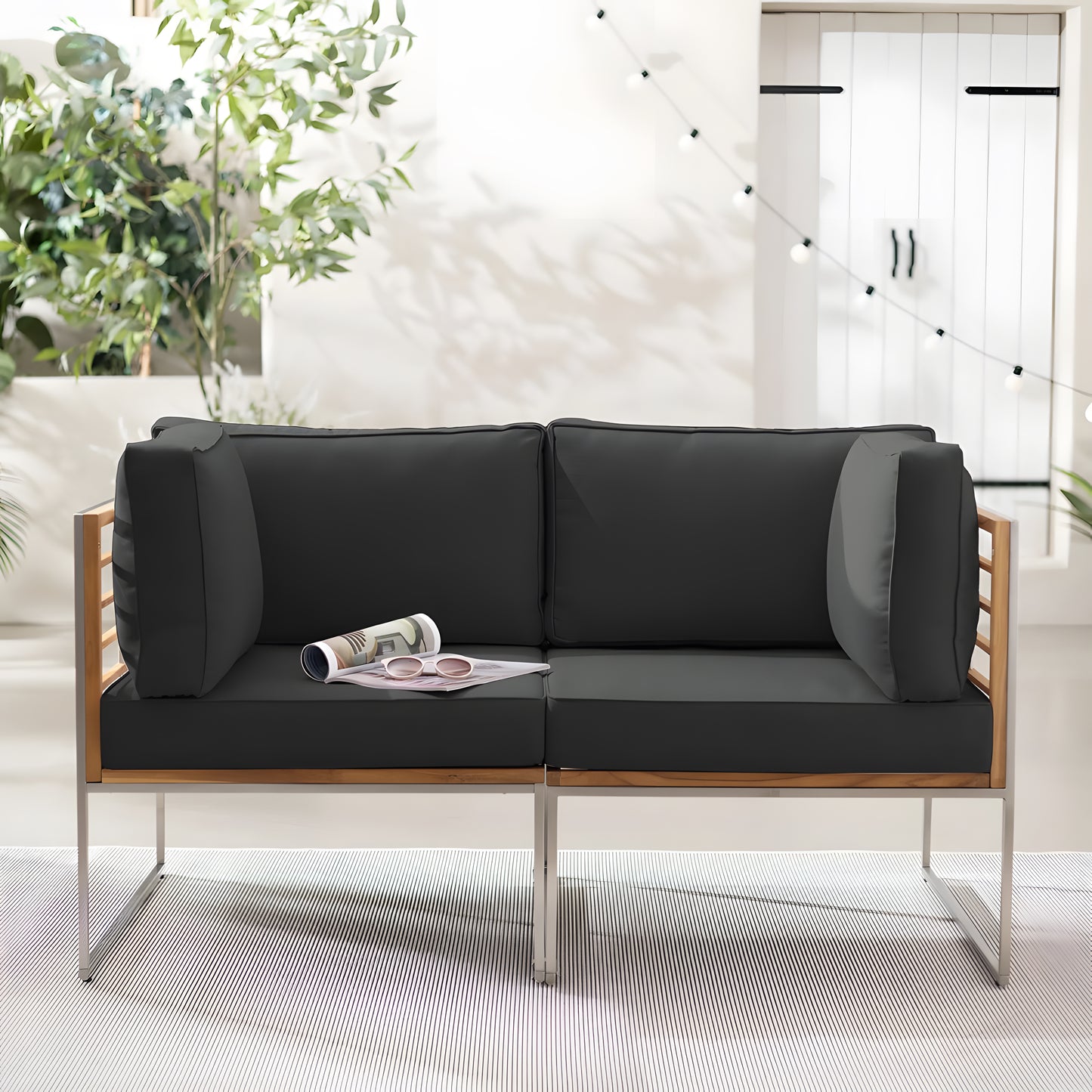 55" Outdoor Lounge Sofa with Cushions