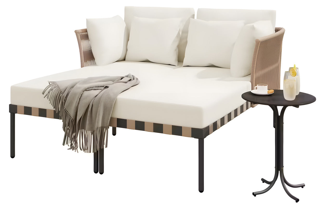3-Piece Rattan Outdoor Lounge Chaise Set with Cushions (2-Pack)