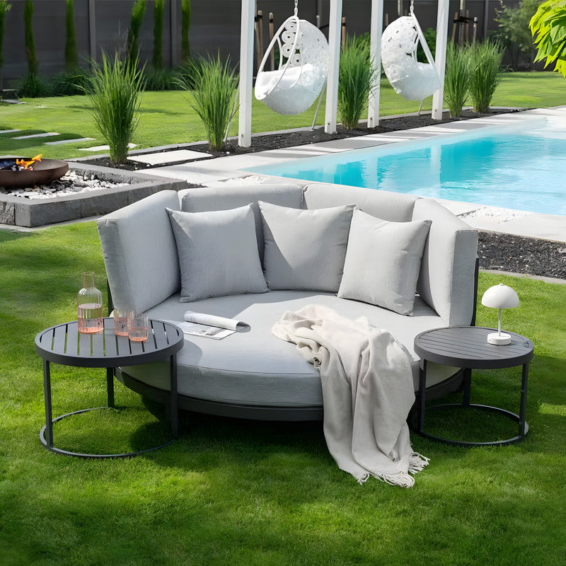 3-Piece Metal Patio Chat Set with Cushions