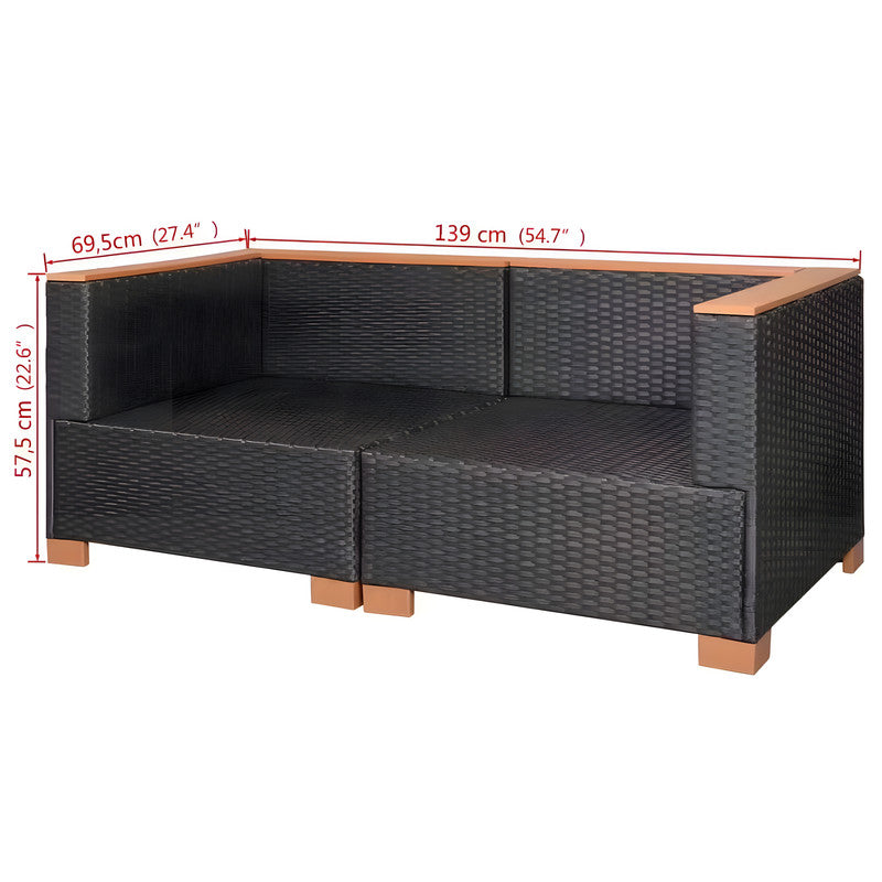 2-Piece Patio Sofa Chair with Cushions
