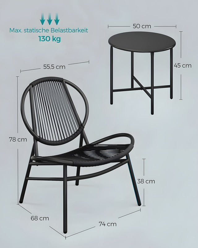 3-Piece Metal Patio Chat Set