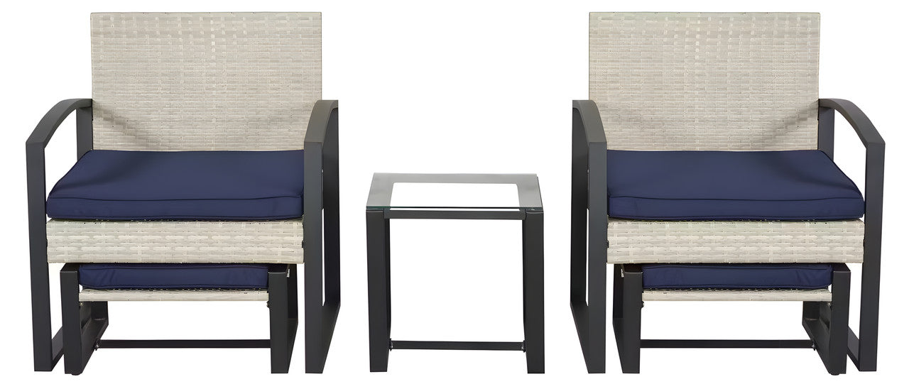 5-Piece Metal Patio Chat Set with Cushions & Stools