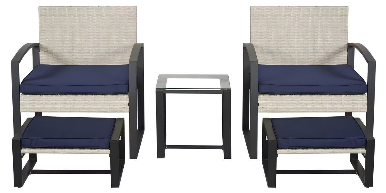 5-Piece Metal Patio Chat Set with Cushions & Stools
