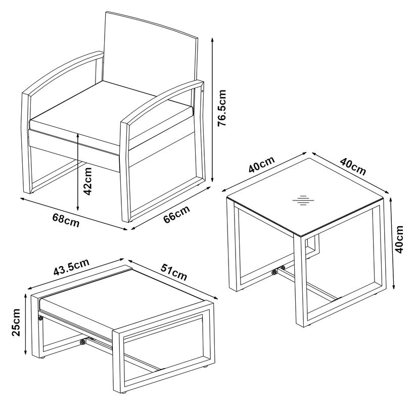 5-Piece Metal Patio Chat Set with Cushions & Stools