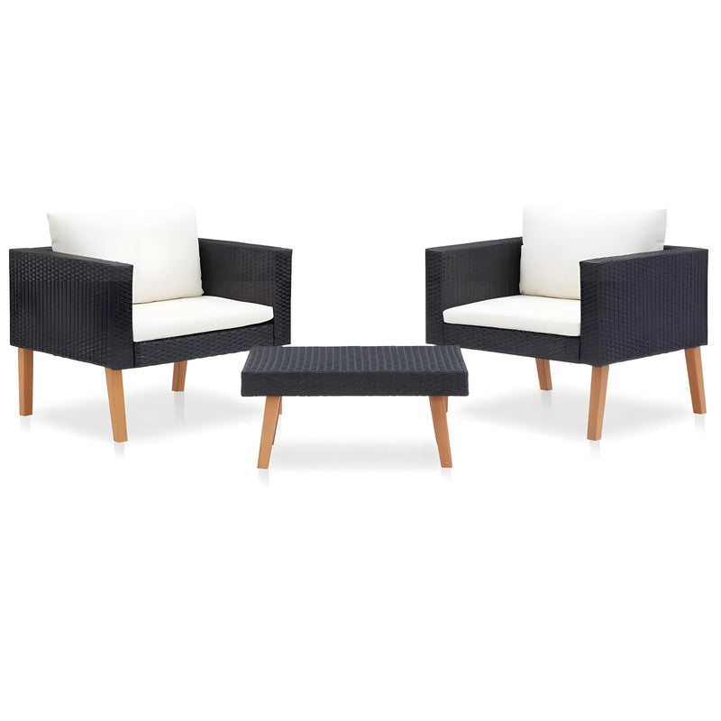 3-Piece Metal Patio Chat Set with Cushions