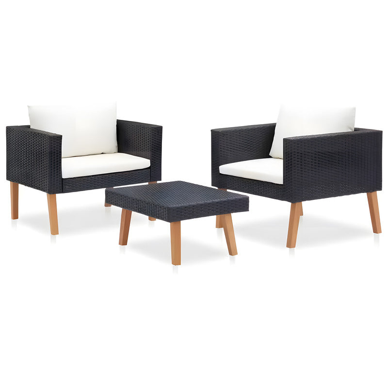 3-Piece Metal Patio Chat Set with Cushions