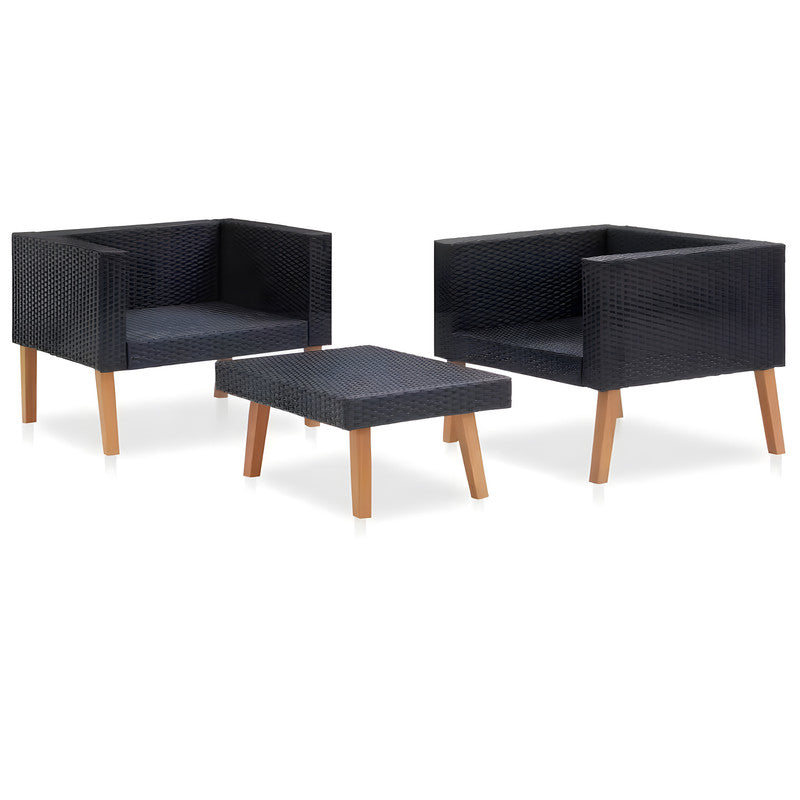 3-Piece Metal Patio Chat Set with Cushions