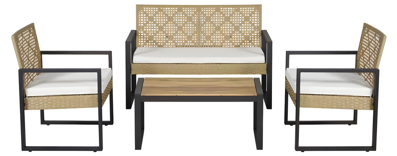 4-Piece Metal Patio Conversation Set with Cushions