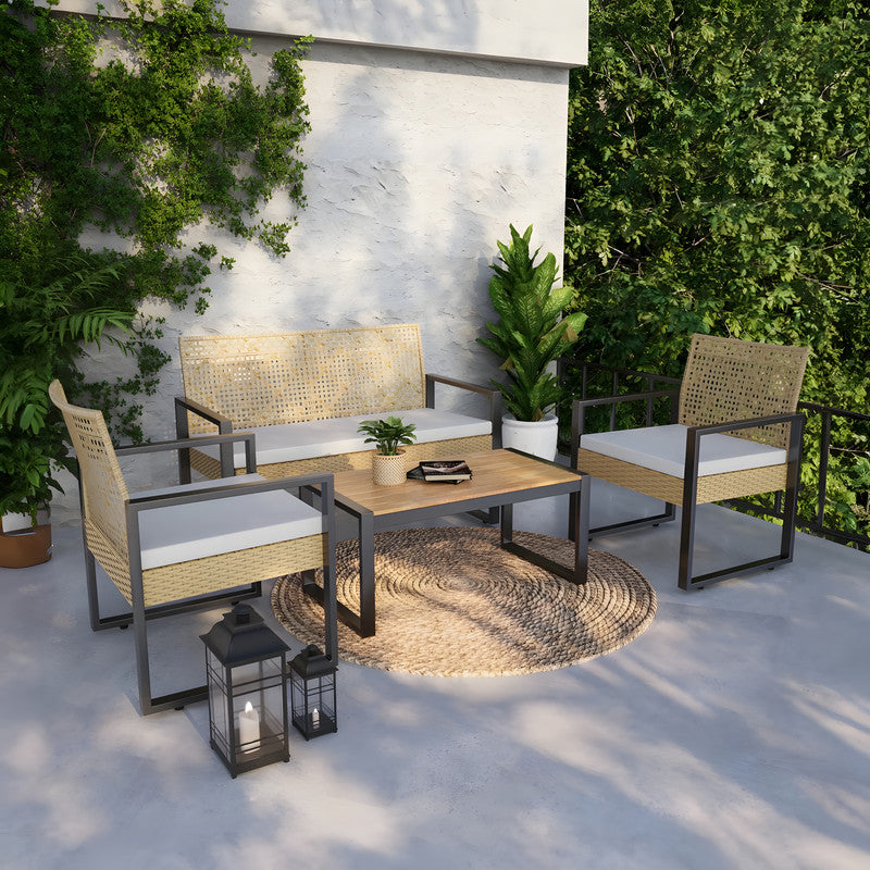 4-Piece Metal Patio Conversation Set with Cushions
