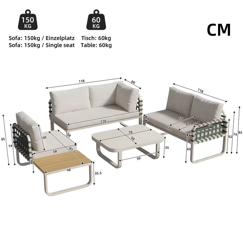 4-Piece Metal Patio Conversation Set with Cushions