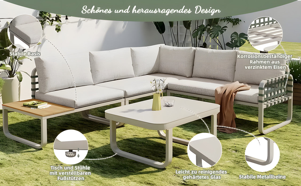 4-Piece Metal Patio Conversation Set with Cushions
