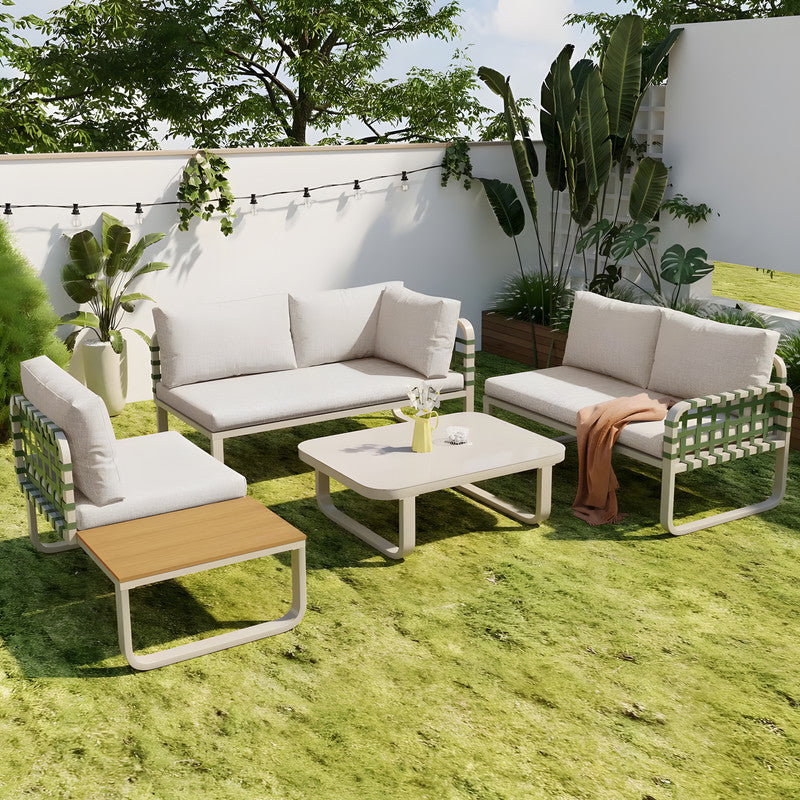 4-Piece Metal Patio Conversation Set with Cushions