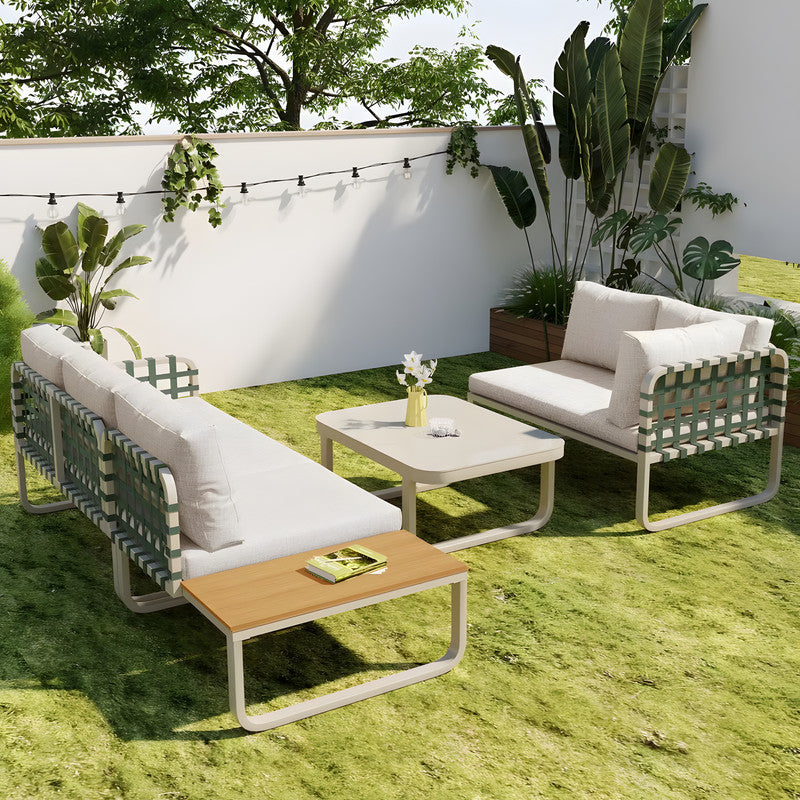 4-Piece Metal Patio Conversation Set with Cushions