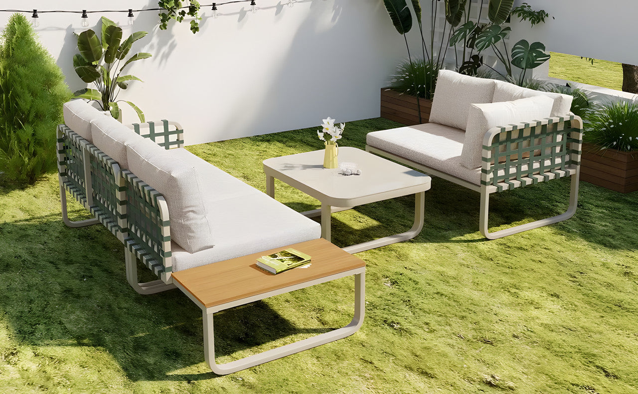 4-Piece Metal Patio Conversation Set with Cushions
