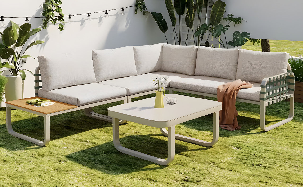 4-Piece Metal Patio Conversation Set with Cushions