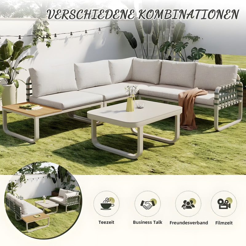 4-Piece Metal Patio Conversation Set with Cushions