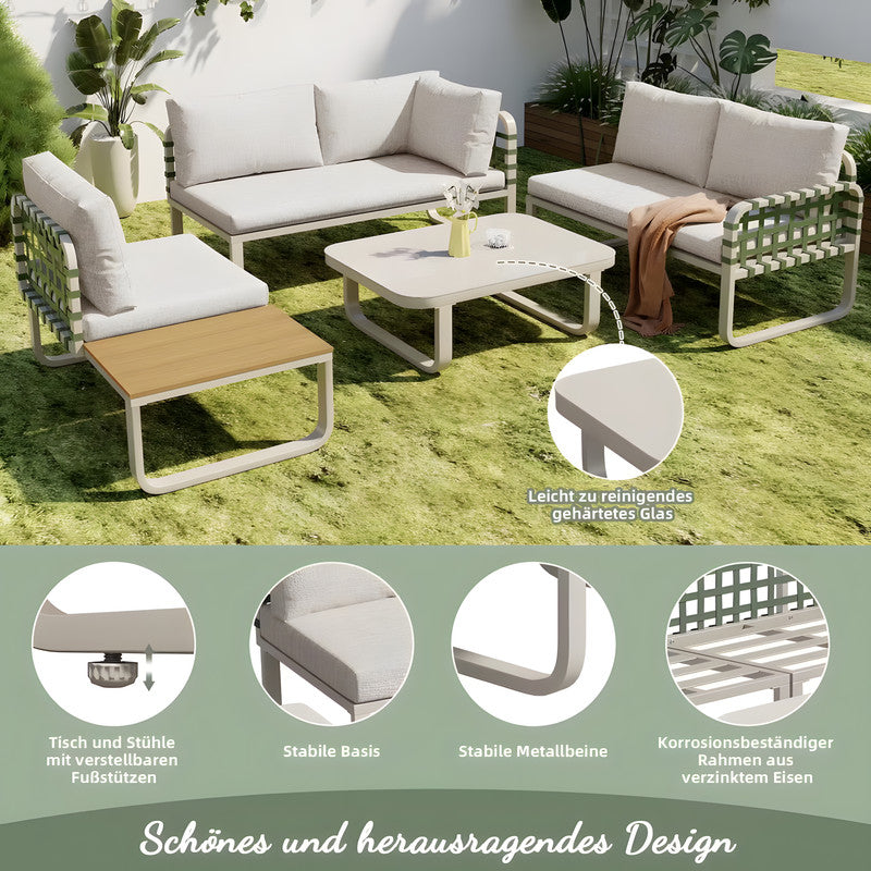 4-Piece Metal Patio Conversation Set with Cushions