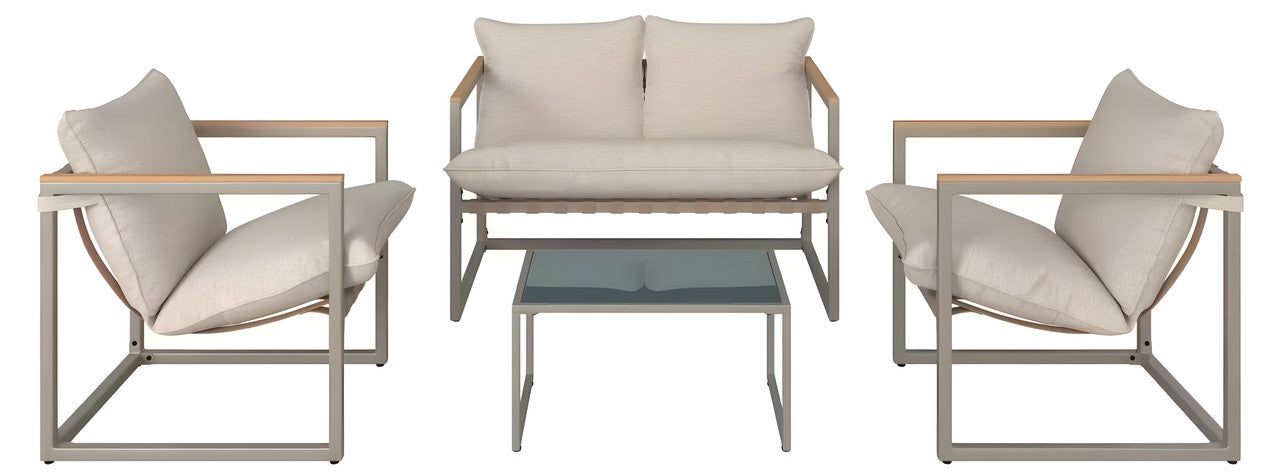 4-Piece Metal Patio Conversation Set with Cushions