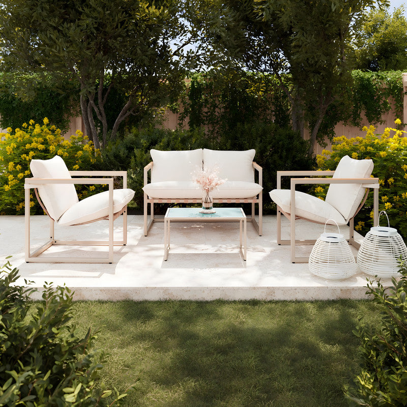 4-Piece Metal Patio Conversation Set with Cushions