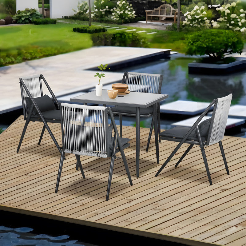 5-Piece Outdoor Dining Set with Floding Chairs