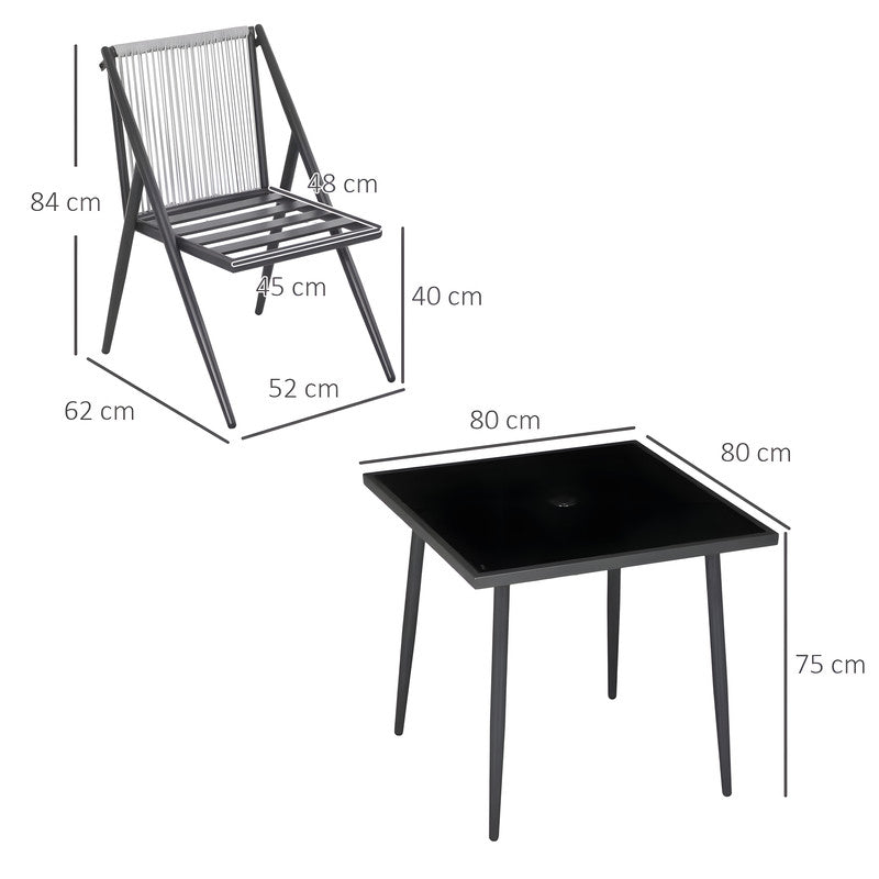 5-Piece Outdoor Dining Set with Floding Chairs