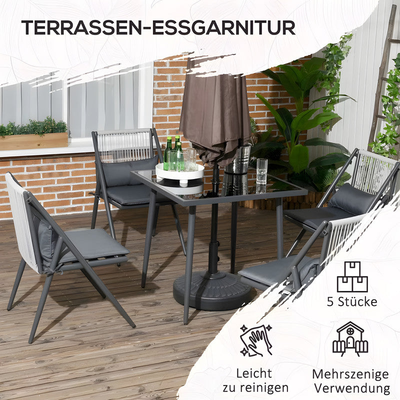 5-Piece Outdoor Dining Set with Floding Chairs