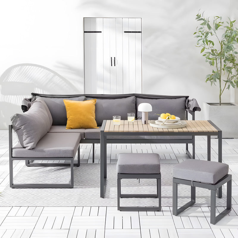5-Piece Outdoor Sofa Set with Canopy and Cushions