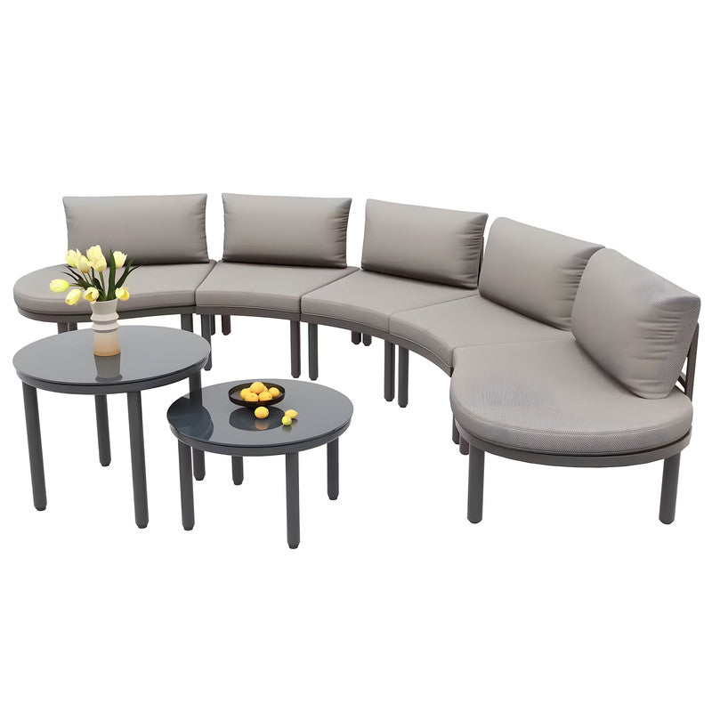 7-Piece Metal Patio Sofa Set with Cushions