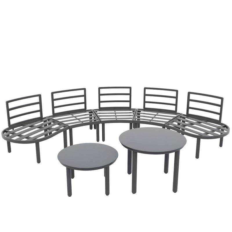 7-Piece Metal Patio Sofa Set with Cushions