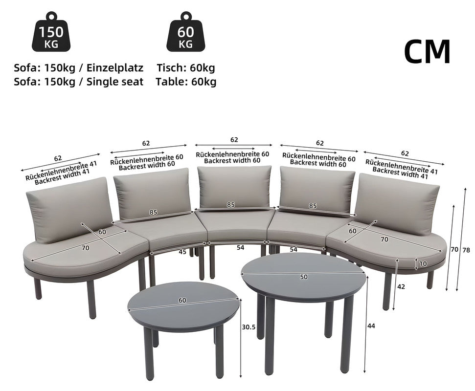 7-Piece Metal Patio Sofa Set with Cushions