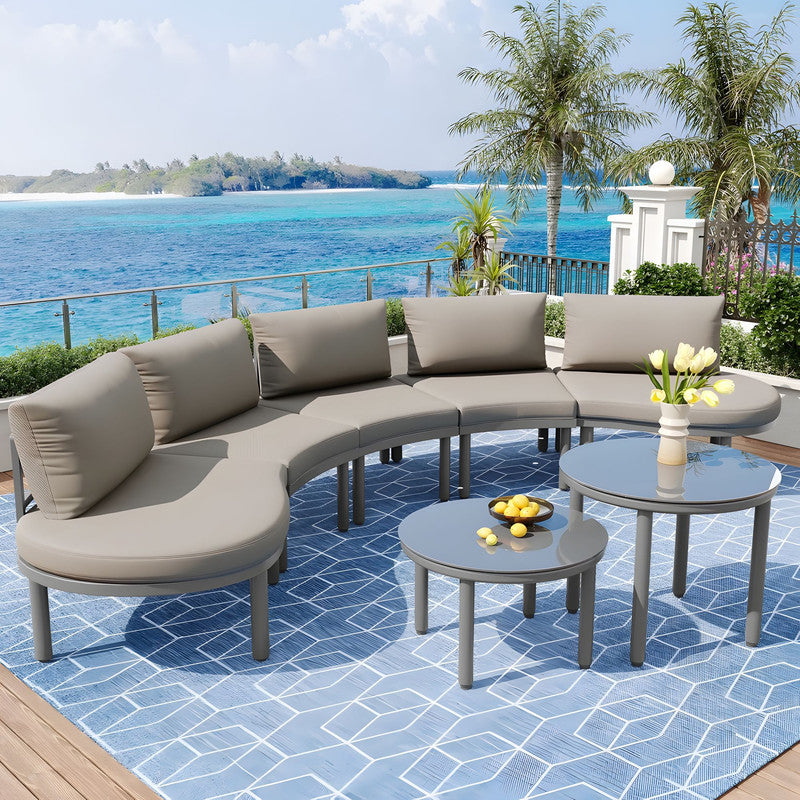 7-Piece Metal Patio Sofa Set with Cushions