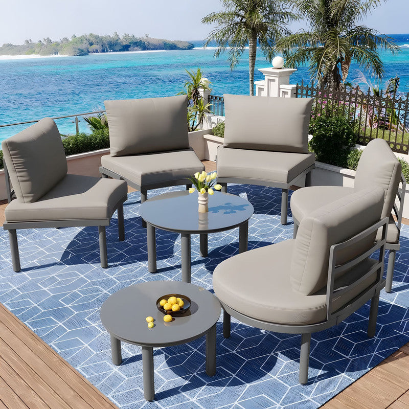 7-Piece Metal Patio Sofa Set with Cushions