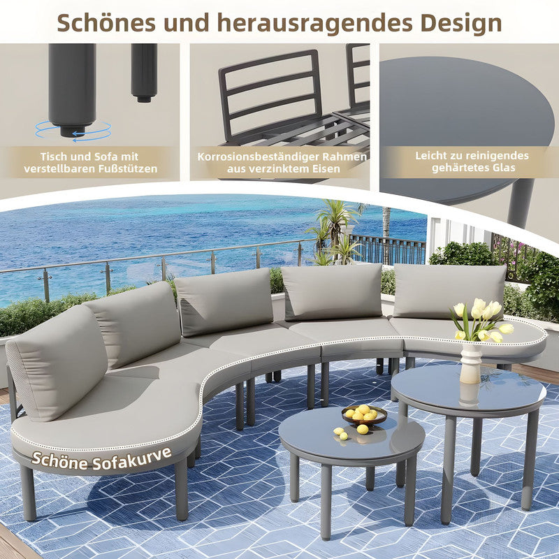 7-Piece Metal Patio Sofa Set with Cushions