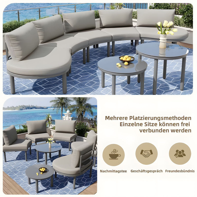 7-Piece Metal Patio Sofa Set with Cushions