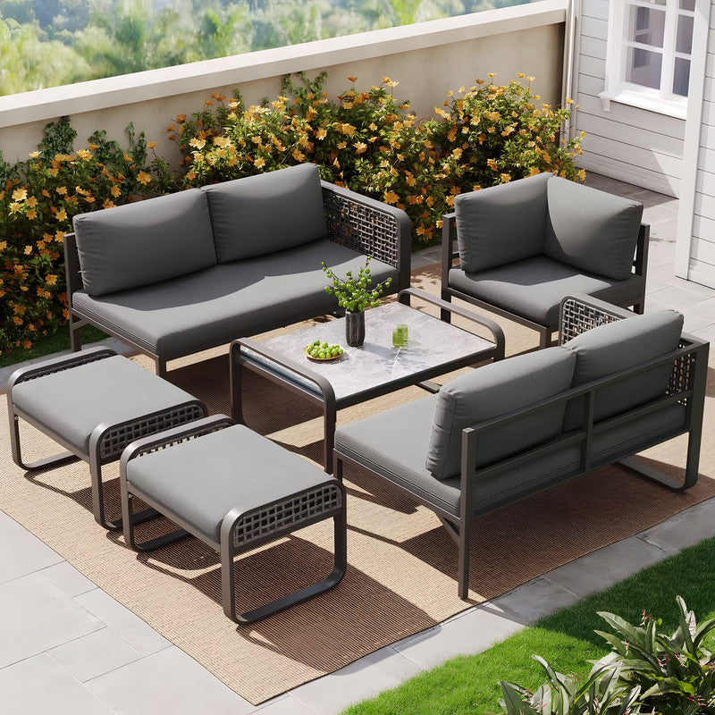 6-Piece Outdoor Sofa Set with Cushions