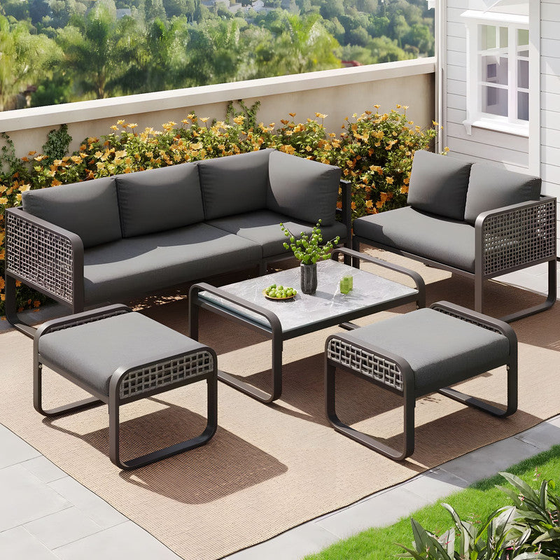 6-Piece Outdoor Sofa Set with Cushions