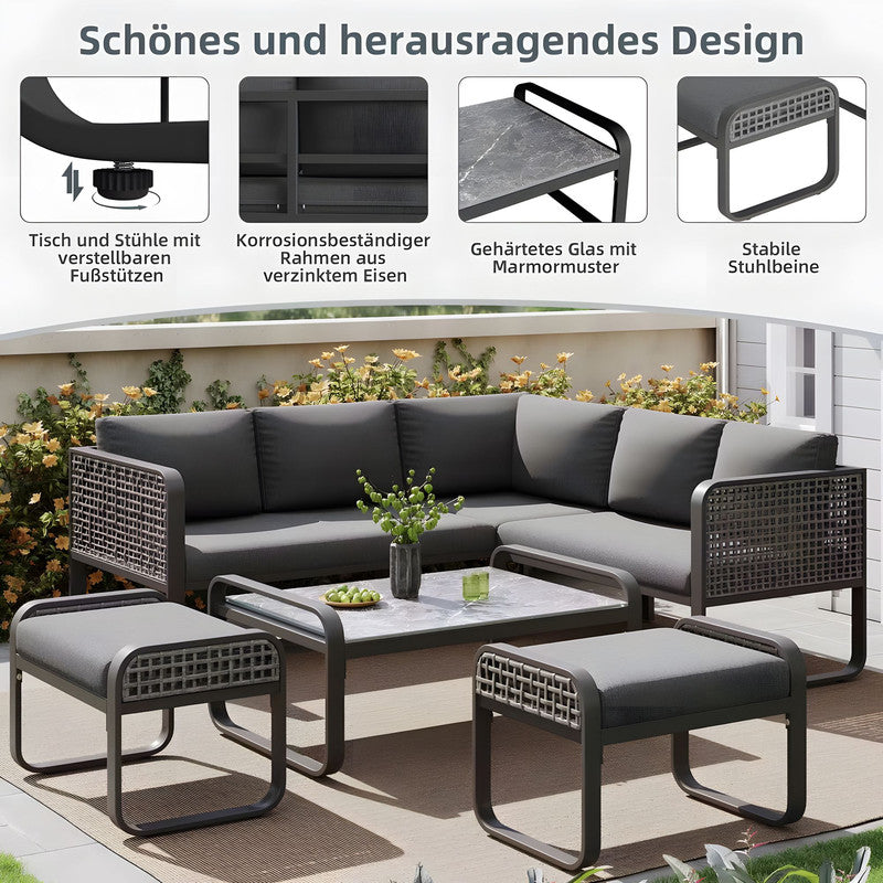 6-Piece Outdoor Sofa Set with Cushions