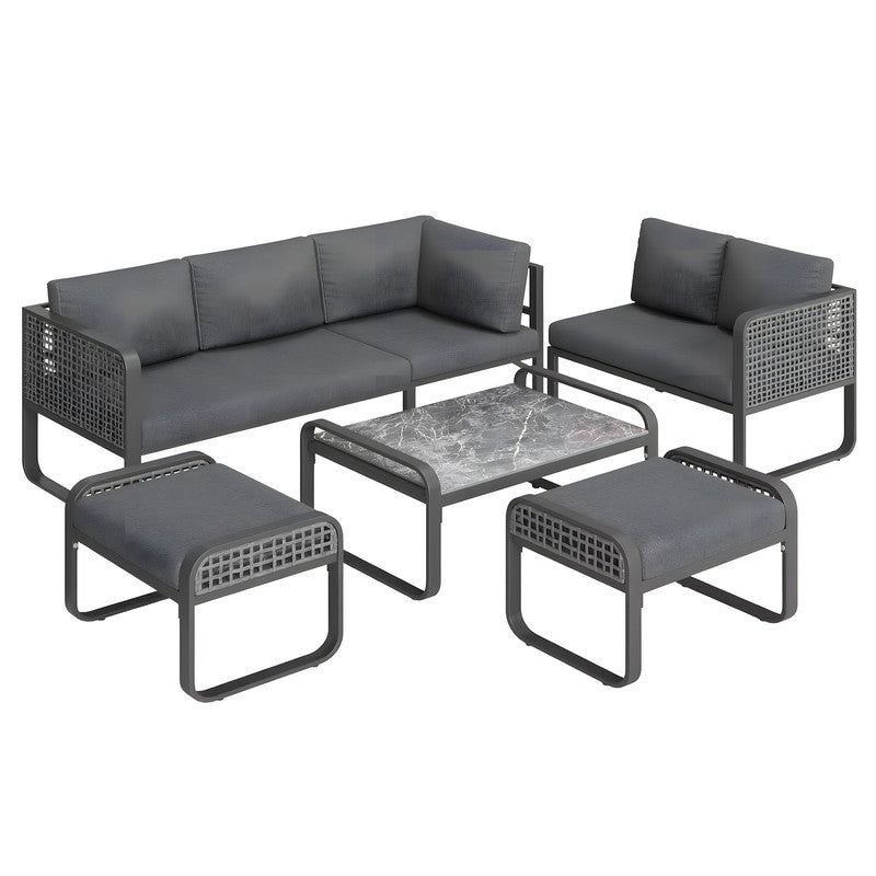 6-Piece Outdoor Sofa Set with Cushions