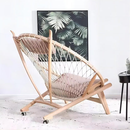 Outdoor Balcony Solid Wood Rope Woven Lounge Chair