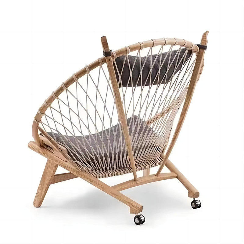 Outdoor Balcony Solid Wood Rope Woven Lounge Chair