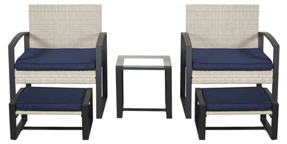 5-Piece Metal Patio Chat Set with Cushions & Stools