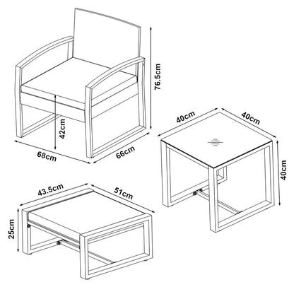 5-Piece Metal Patio Chat Set with Cushions & Stools