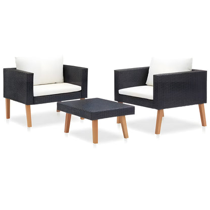 3-Piece Metal Patio Chat Set with Cushions