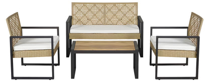 4-Piece Metal Patio Conversation Set with Cushions
