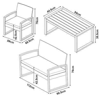 4-Piece Metal Patio Conversation Set with Cushions