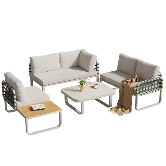 4-Piece Metal Patio Conversation Set with Cushions