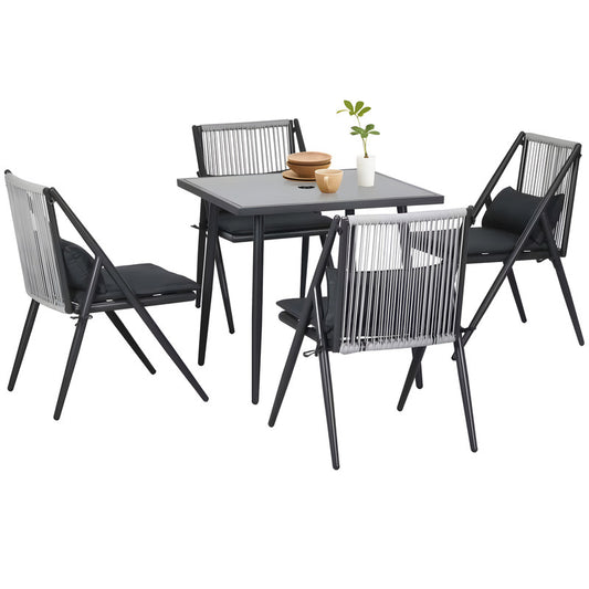5-Piece Outdoor Dining Set with Floding Chairs