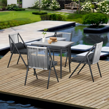 5-Piece Outdoor Dining Set with Floding Chairs